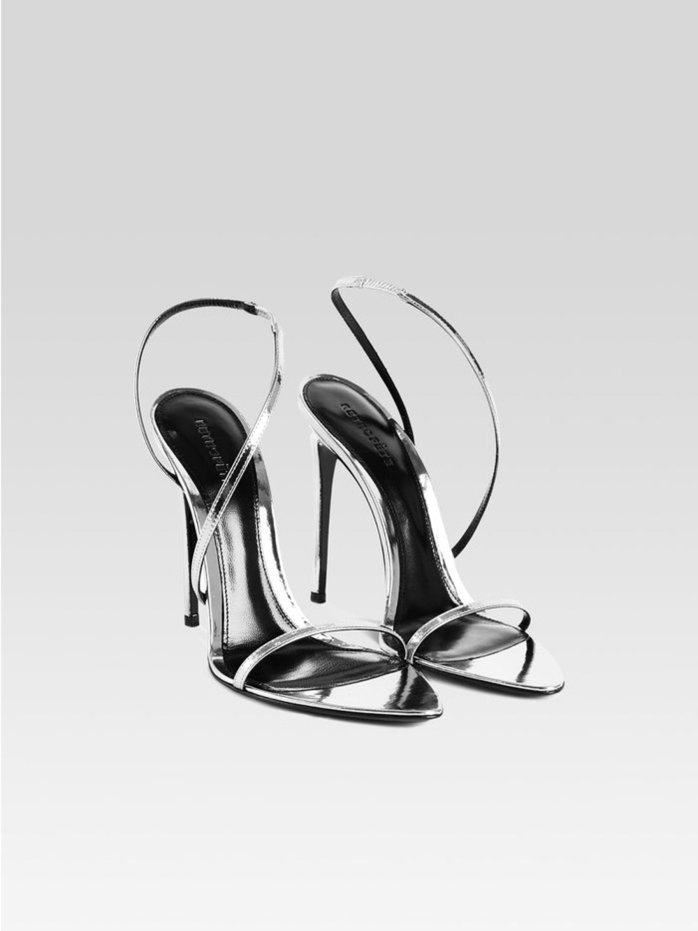 Retrofete Naomi Silver Metallic Strappy Stiletto Heels Sandals